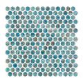 Arrecife Green, Penny Round Mosaic - Glass Tile