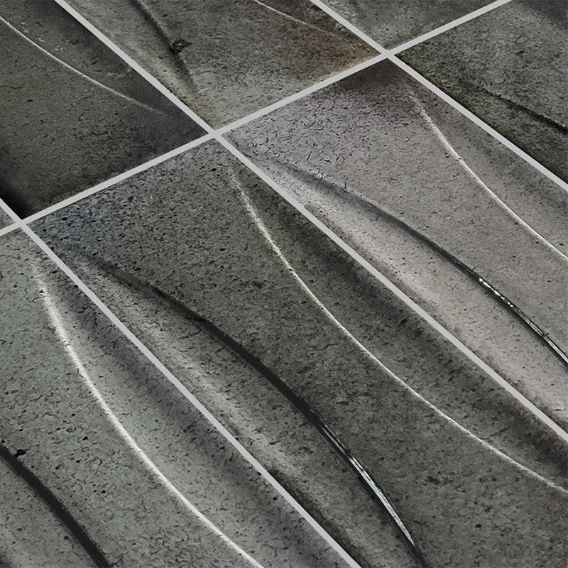 Ash Black Relief, 3" x 12" Porcelain Tile | Artistry in Mosaics