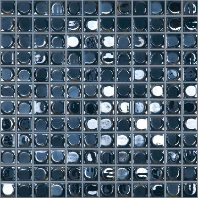 AURA DARK BLUE Dark Blue Iridescent, 1" x 1" - Glass Tile