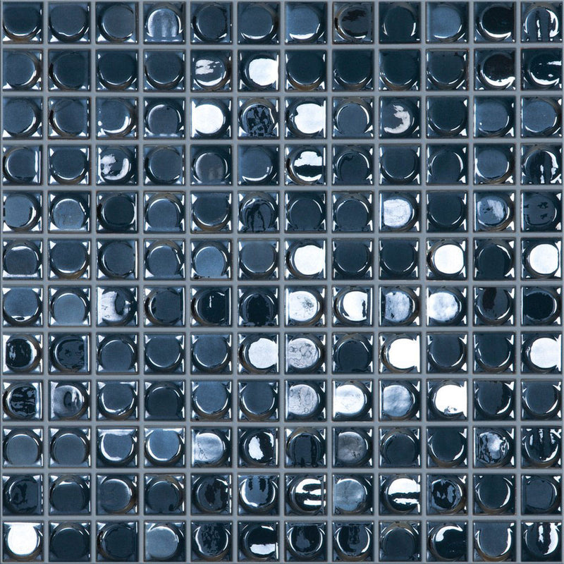 AURA DARK BLUE Dark Blue Iridescent, 1" x 1" - Glass Tile