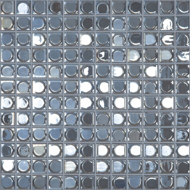 AURA SILVER Silver Iridescent, 1" x 1" - Glass Tile
