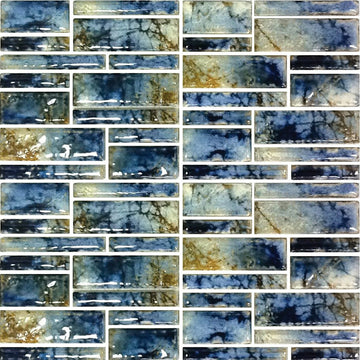 Autumn Blue, Random Block | PILOS-402 | Fujiwa Porcelain Pool Tile