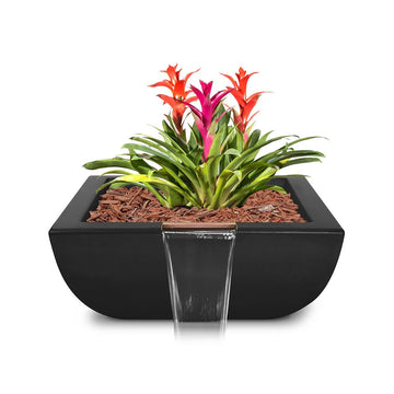 Avalon Square Planter & Water Bowl, GFRC Concrete | Water Feature - Black