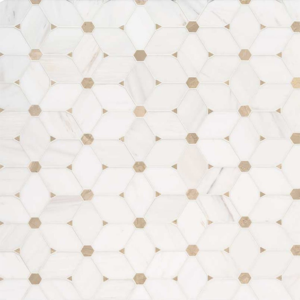 Bianco Dolomite Cecily Pattern | Stone Tile for Kitchen and Bath