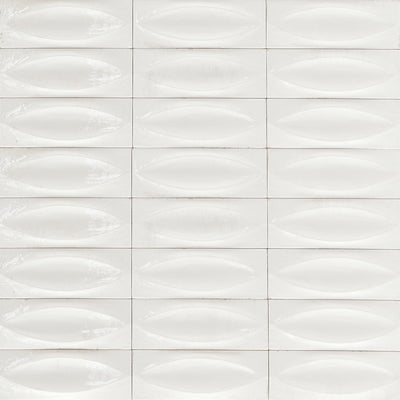 Bianco Glossy, 3" x 8" Eye Deco | EMCGLEEBIANEYE | Porcelain Pool Tile