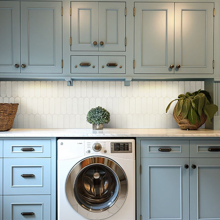 Bianco Glossy Ellipse Glass Tile | Bathroom & Kitchen Backsplash Tile
