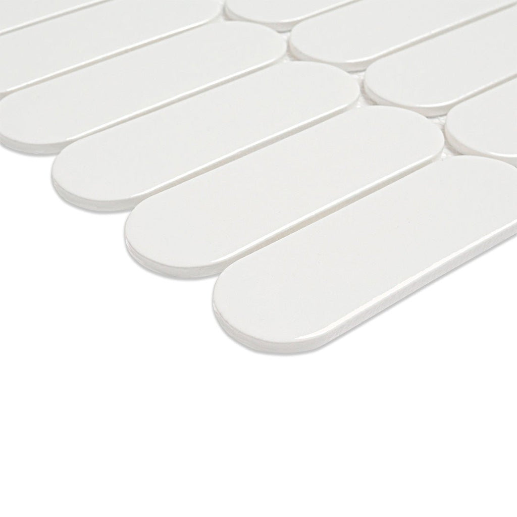 Bianco Glossy Ellipse Glass Tile | Bathroom & Kitchen Backsplash Tile