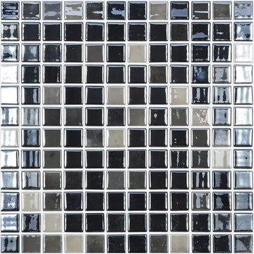 Black Velvet, 1" x 1" | 093407M | Vidrepur Mosaic Glass Tile