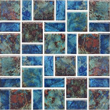 Blue-Red Mix, Random Block | LEGACY-97 | Fujiwa Porcelain Pool Tile