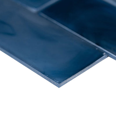 Blue Shimmer, 2" x 6" Glass Tile | Subway Kitchen and Bath Tile by MSI