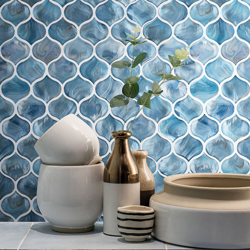 Blue Shimmer, Arabesque Glass Tile | Kitchen & Bathroom Tile by MSI