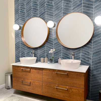 Blue Shimmer Chevron, Glass Tile | Kitchen & Bathroom Tile by MSI