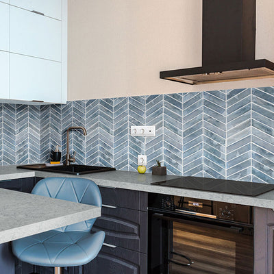 Blue Shimmer Chevron, Glass Tile | Kitchen & Bathroom Tile by MSI