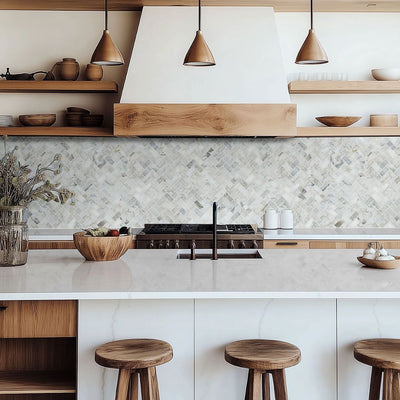 Calacatta Cressa Herringbone | Herringbone Stone Tile