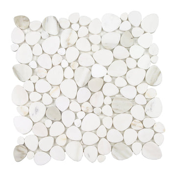Calacatta Gold Italian White, Shaved Pebble Tile | Stone Mosaic Tile