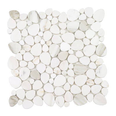 Calacatta Gold Italian White, Shaved Pebble Tile | Stone Mosaic Tile