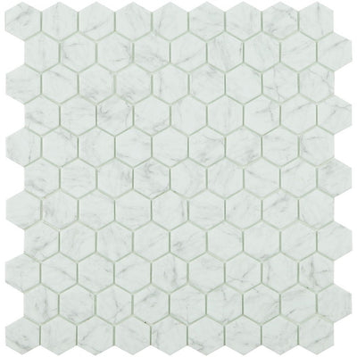 Calacatta Grey Brillo, Hexagon Glass Tile | Mosaic Tile by Vidrepur 