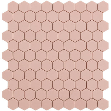 Candy Pale Rose, Hexagon Mosaic Tile | Glass Pool Tile by Vidrepur