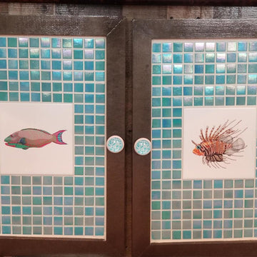 Caribbean Blue Iridescent, 3/4" x 3/4" | GV42020B5 | Mosaic Glass Tile