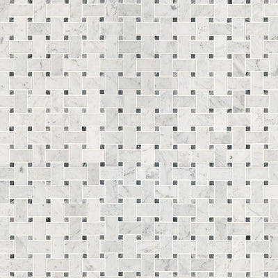 Carrara White Basketweave Pattern | Stone Tile for Kitchen and Bath