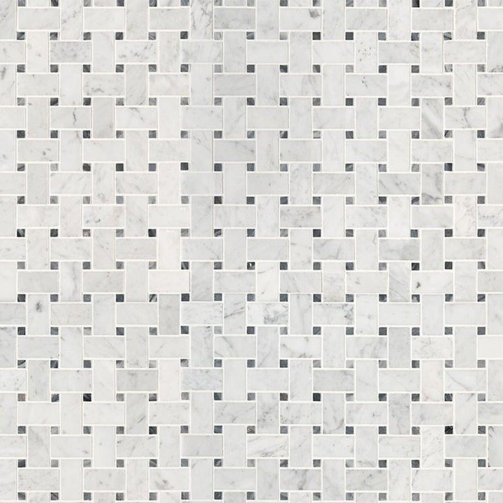 Carrara White Basketweave Pattern | Stone Tile for Kitchen and Bath