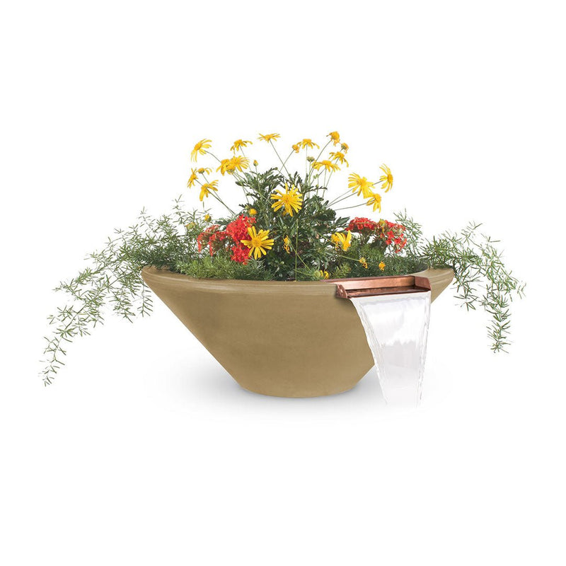 Cazo Round Planter & Water Bowl, GFRC Concrete | Water Feature - Brown