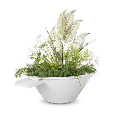 Cazo Round Planter & Water Bowl, Powder Coated Metal | Water Feature - White