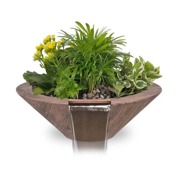 Cazo Round Planter & Water Bowl | GFRC Wood Grain Water Feature - Oak