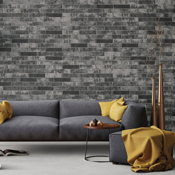 Charcoal Brickstone, 2" x 10" Porcelain Tile | NCAPCHABRI2X10 | MSI