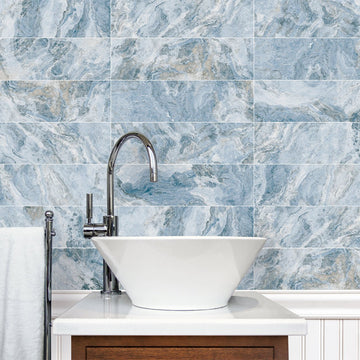 Cloud Aqua, 6" x 20" Porcelain Pool Tile | ESTCLOUAQUA620 | Waterline Tile