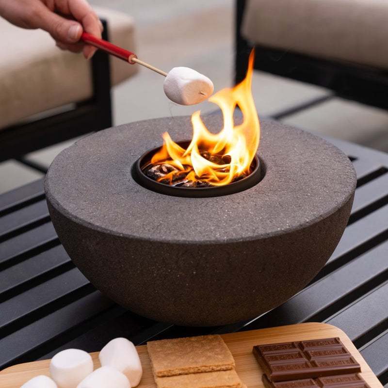 Concrete Semi-Round Table Top Fire Pit | Outdoor Fire Feature