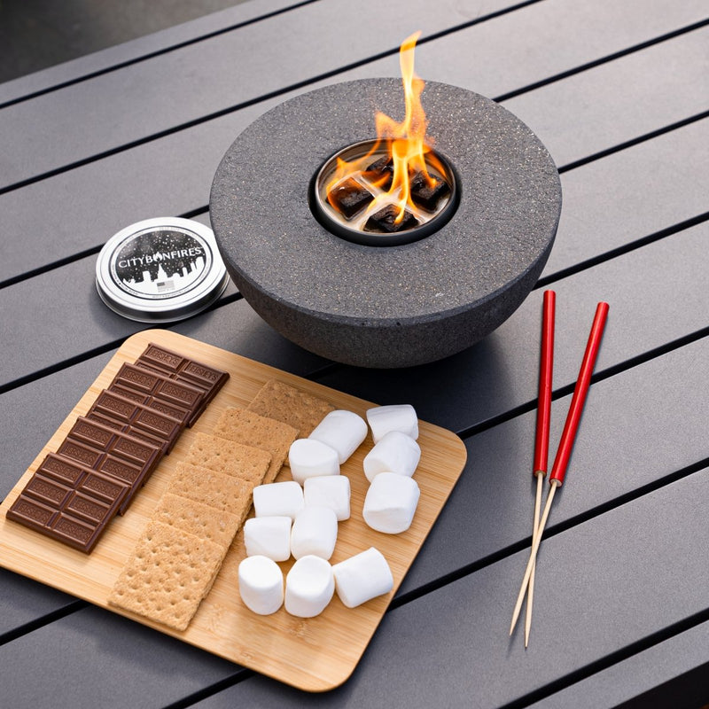 Concrete Semi-Round Table Top Fire Pit | Outdoor Fire Feature
