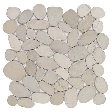 Cream, Shaved Pebble Tile | Natural Stone Mosaic Tile by Tesoro
