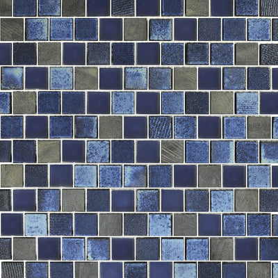 Dark Blue Blend, 1" x 1" Mosaic Tile | GL82323B2 | Glass Pool Tile