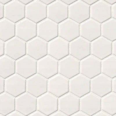 Domino White, Hexagon Mosaic | Porcelain Kitchen & Bath Tile by MSI