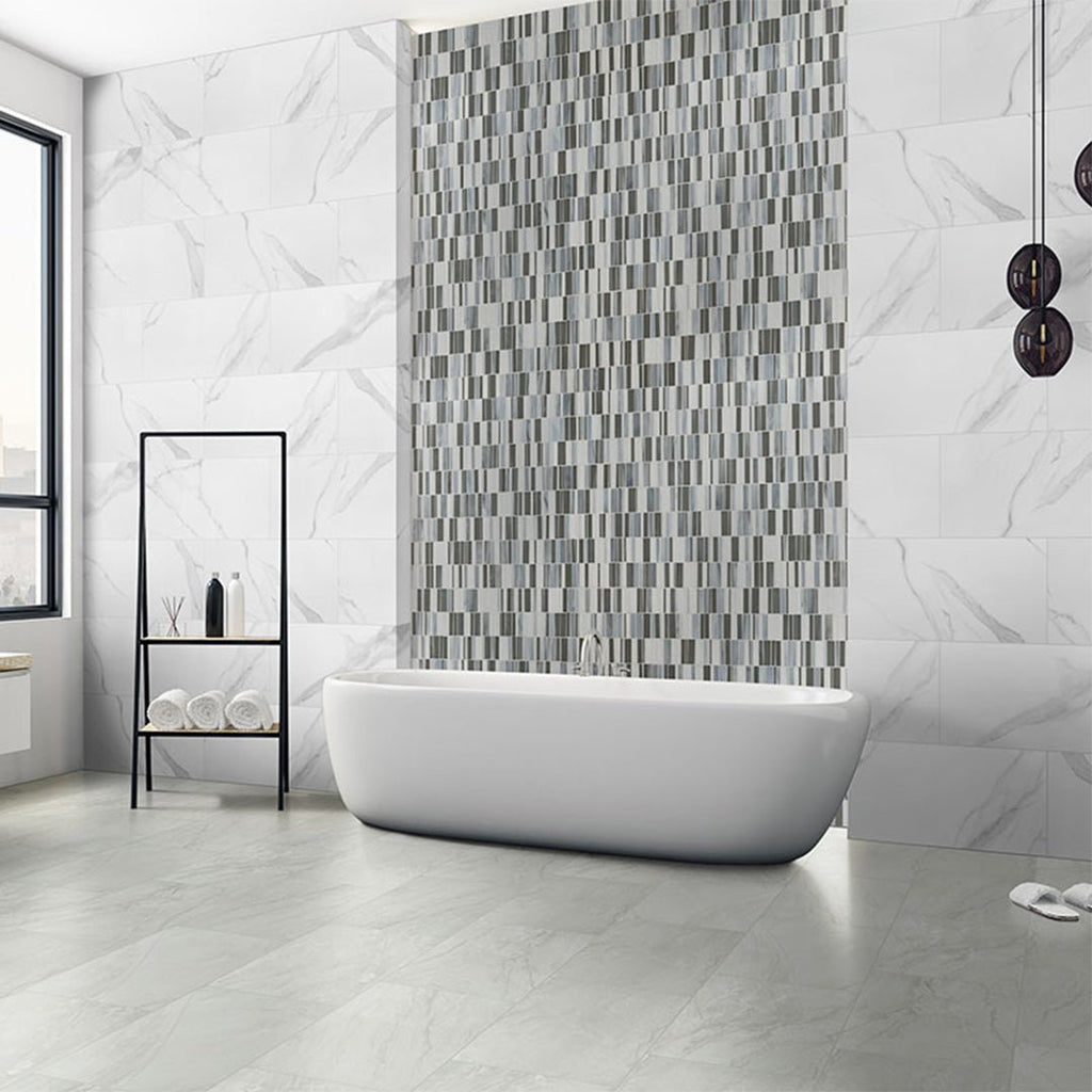 Dymo Stauary White, 12" x 24" Ceramic Tile | Large Format Wall Tile