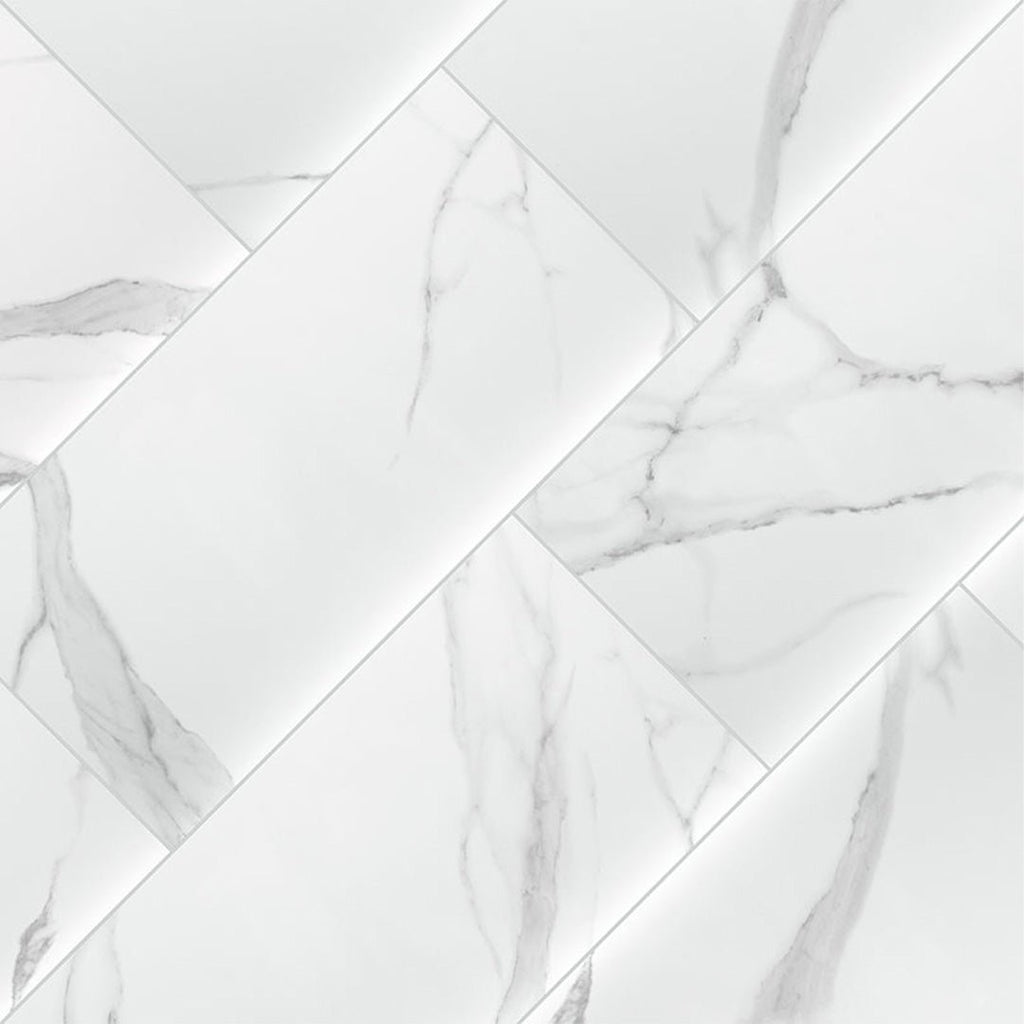 Dymo Stauary White, 12" x 24" Ceramic Tile | Large Format Wall Tile