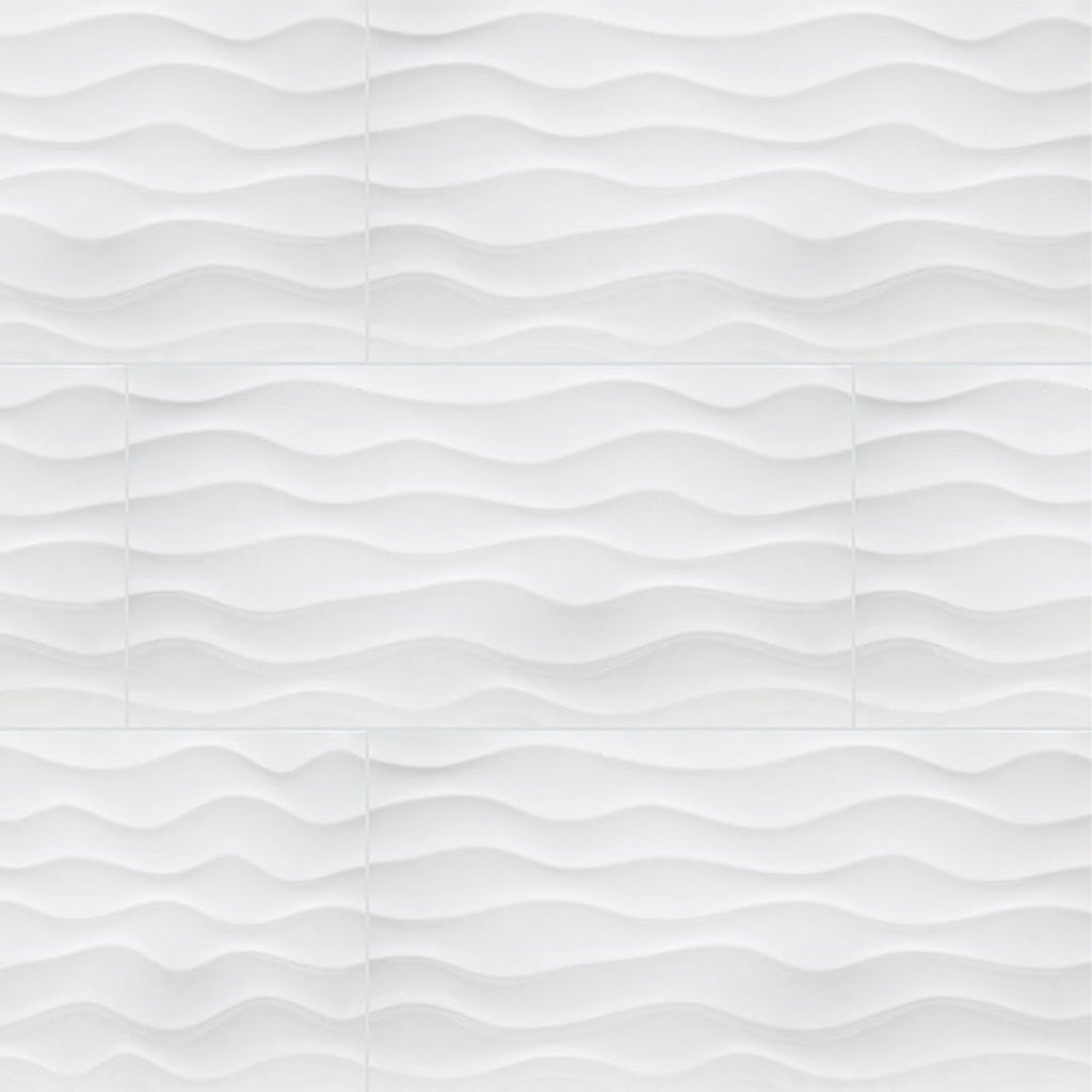 Dymo Wavy White, 12" x 24" Ceramic Tile | Kitchen Backsplash Tile
