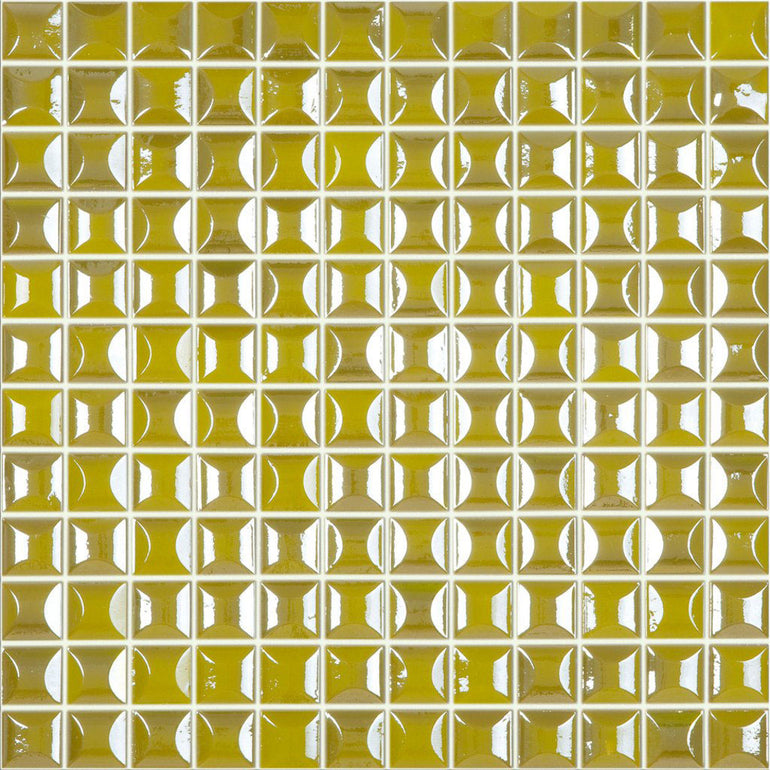 EDNA GREEN Pistachio Green Iridescent Pillow Texture, 1" x 1" - Glass Tile