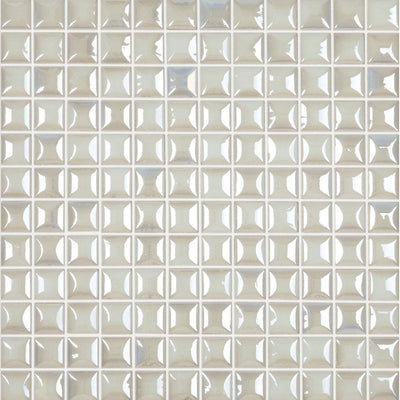 EDNA WHITE White Iridescent Pillow Texture, 1" x 1" - Glass Tile