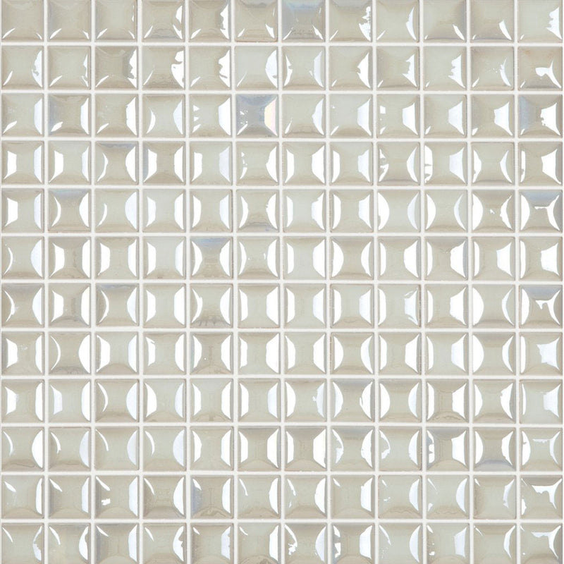 EDNA WHITE White Iridescent Pillow Texture, 1" x 1" - Glass Tile