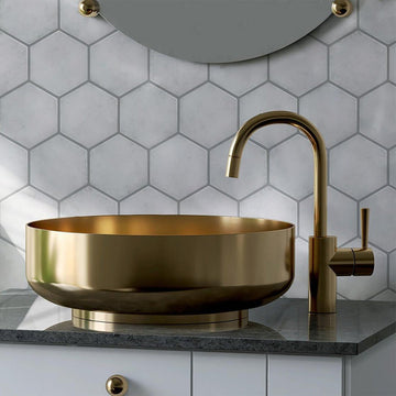 Esamarine Bianco, Hexagon Ceramic Tile | Kitchen & Bathroom Tile