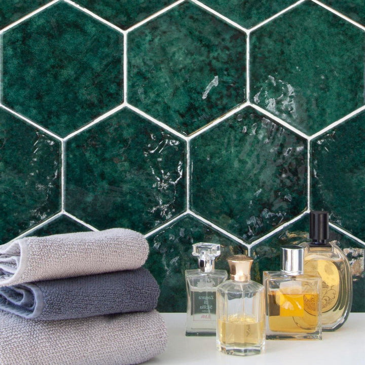 Esamarine Verde, Hexagon Ceramic Tile | Kitchen & Bathroom Tile