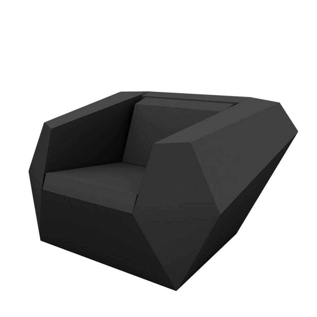 Faz Lounge Chair with Cushion | Modern Patio Furniture - Black