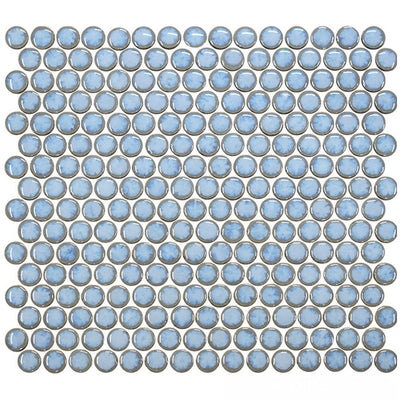 Glacier Blue, Penny Round Mosaic | Porcelain Tile by Fujiwa