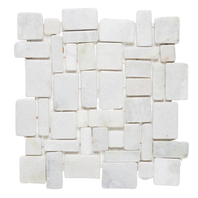 Glacier White Pebble Tile | Hopscotch Series | Natural Stone Mosaics