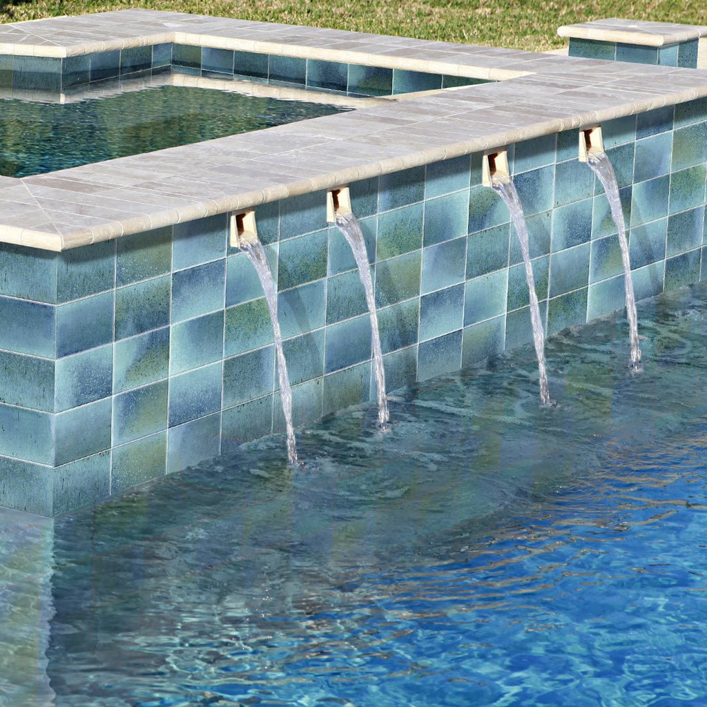 Glee Turchese, 6" x 6" Porcelain Tile | Zellige-Look Pool Tile