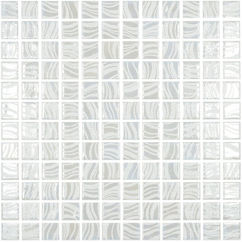 Glitter White, 1" x 1" Glass Tile | Mosaic Pool Tile by Vidrepur 
