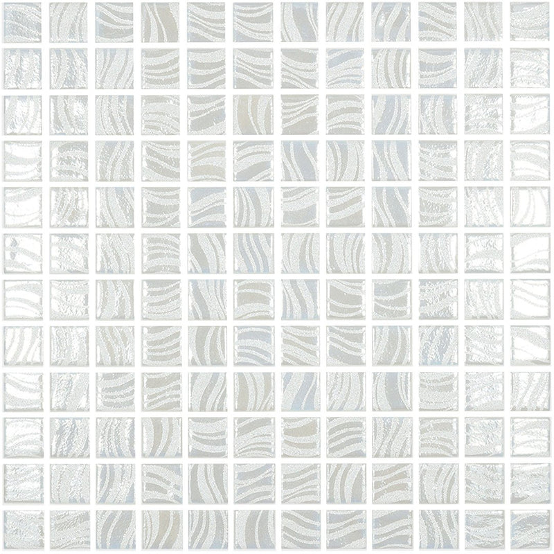 Glitter White, 1" x 1" Glass Tile | Mosaic Pool Tile by Vidrepur 