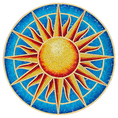 Golden Sun Medallion Pool Mosaic | Glass Pool Tile Designs